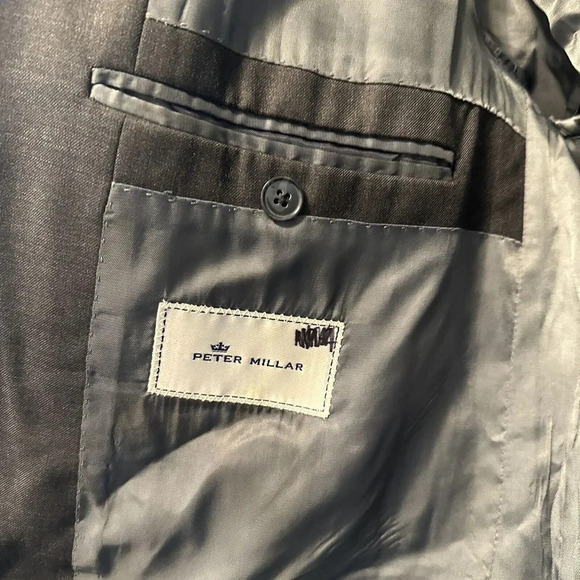 Peter Millar Blazer 100% Wool Mens 46L Sports Coat Suit Jacket Solid Gray Golf - Picture 9 of 12